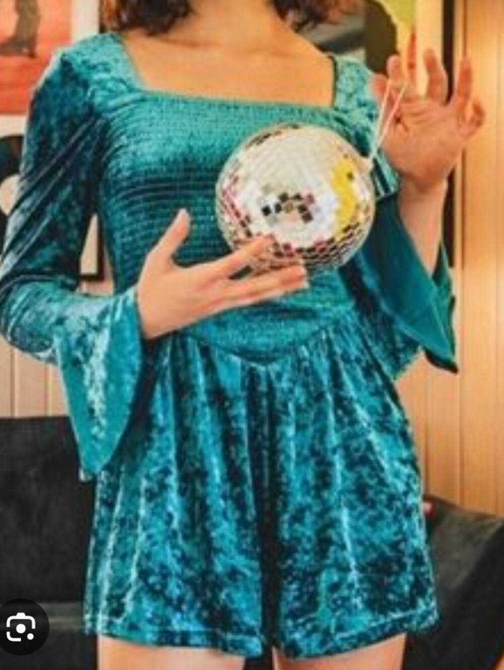 Free People Bali Tightrope Velvet Romper / Jumper Turquoise Women's Small Boho